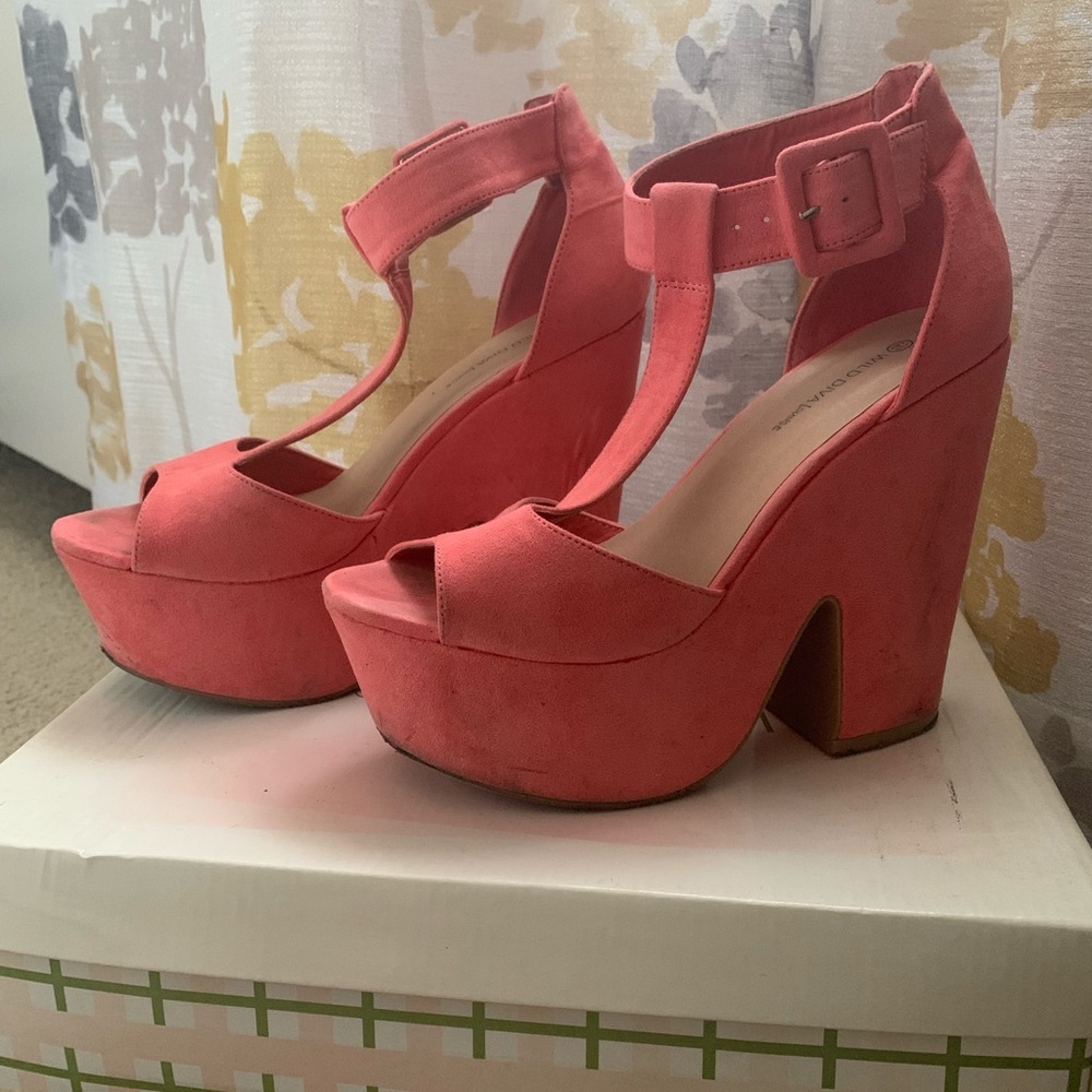 PINK PEEP TOE WEDGES